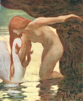 Caressing: Girl With Swan