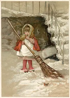 Sweeps: GIRL SWEEPS SNOW C1890