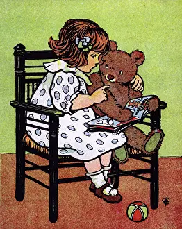 C1912: GIRL & TEDDY READ C1912
