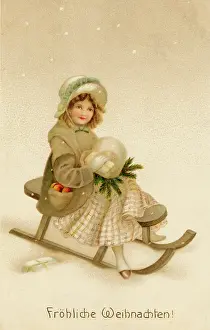 Sledging: Girl on a toboggan