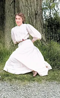 Ellesmere: Girl by tree, Ellesmere, Shropshire