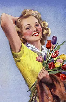 Thirties Style: Girl and tulips