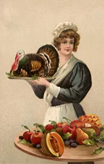 Platter: Girl with Turkey