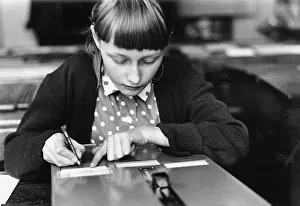 Concentrating: Girl using Easatutor at a Leicester school