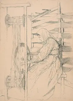 Winder: Girl Using Pirn Winder or Swift