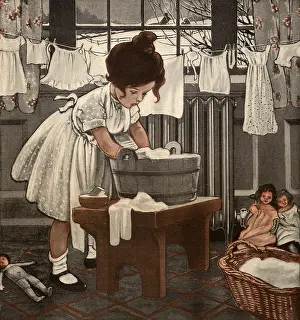 Chore: Girl washing Clothes