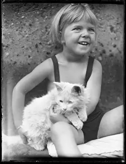 Cuddles: GIRL AND WHITE CAT
