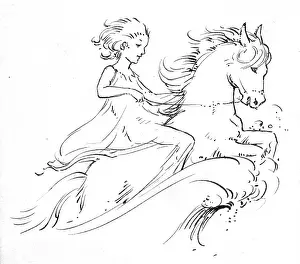 Girl on white pony