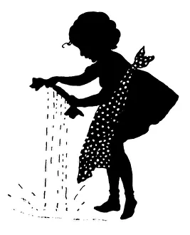 Wringing: Girl wringing out washing
