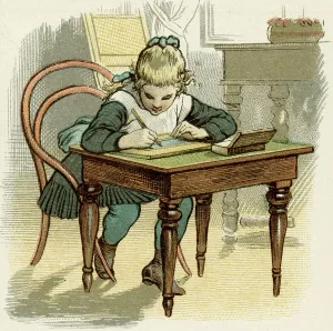Diligent: GIRL WRITES AT TABLE
