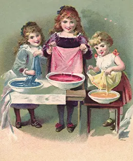Dyeing: Girls Dyeing Cloth