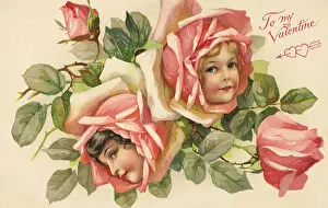 Centers: Girl's Faces in Roses