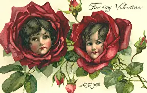 Rosebuds: Girls Faces in Roses