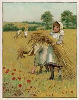 Gleaning: GIRLS GLEANING 1888