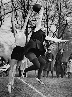 Netball: Two girls during a netball game at