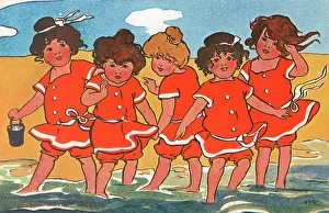 Paddles: Girls padding in the sea