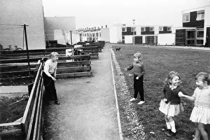 Peterlee: Girls playing at Peterlee, County Durham