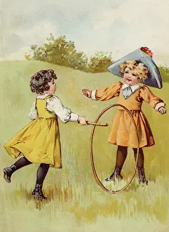 Girls with Rolling Hoop