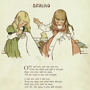 Stitching: Two girls sewing