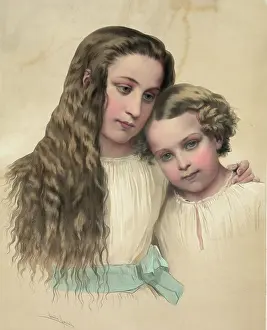 Sibling: Two girls showing affection