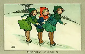 Slippery: Three girls in the snow