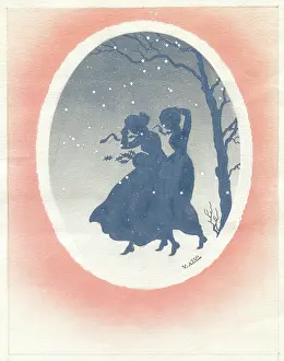 Snowstorm: Two girls in a snowstorm