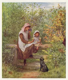 Stile: GIRLS ON STILE WITH DOG