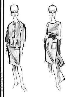 Collarless: Givenchy outfit, 1960