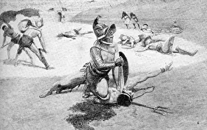 Gladiatorial: Gladiators fighting in the Roman arena