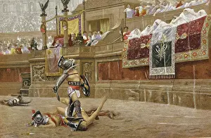 Gladiators: Gladiators in the Roman arena: spectators are