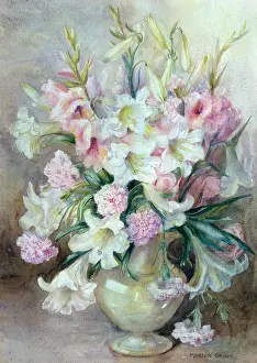 Carnations: Gladioli, Lilies & Carnations in a Vase