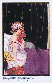 Fragrant: Glamour art deco postcard by Dolly Tree