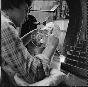 Brierley: A glass cutter at work at the Royal Brierley Crystal
