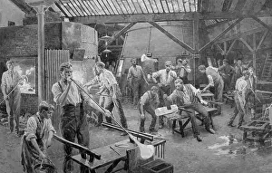 Glassblowing: Glassblowing workmen and boys