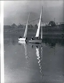 Ripples: GLC Chief Desmond Plummer sails in dinghy, River Thames