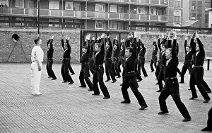 Shoreditch: GLC-LFB - Junior firemen at Shoreditch fire station