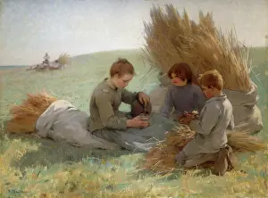 Baudouin: Gleaners ' children in a corn field