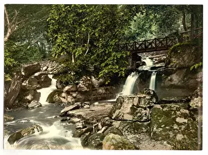 Lynmouth: Glen Lyn. falls and upper bridge, Lynton and Lynmouth, Engl