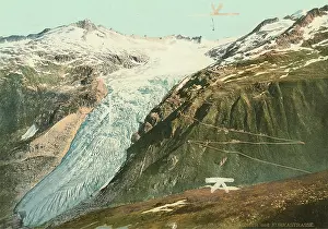 Photoglob: Gletsch / Wallis. The Rhone Glacier and the road to the