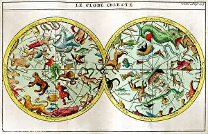 Chatelain: Globe Celeste - Map of stars and constellations in the sky