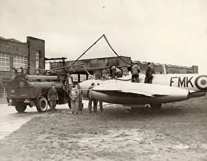 Refuelled: A Gloster Meteor T7 is refuelled