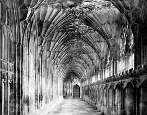 C1869: Gloucester, Cathedral Cloisters c1869