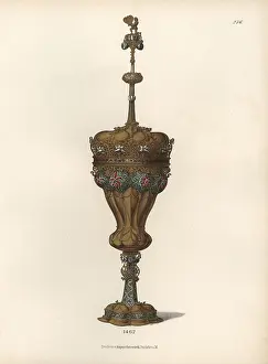 Gold Plated: Goblet in gold-plated silver and enamel from
