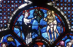 Chartres: God warning Adam and Eve not to eat the fruit