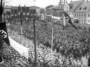 Obtained: Goebbels holding a speech after the election