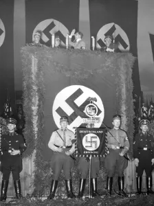 Volkstag: Goebbels holding a speech the evening before