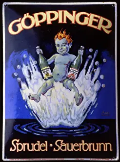 Signboard: Goeppinger Sprudel Sauerbrunn, advertising, 1930