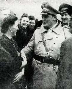 1940s.1940s: Goering visits a bombed area in Germany, WW2