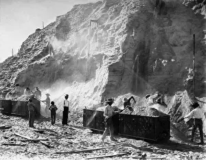 Shoveling: Gold mine in California, 1905