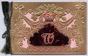 David Pearson: Gold embossed Christmas card with initial T